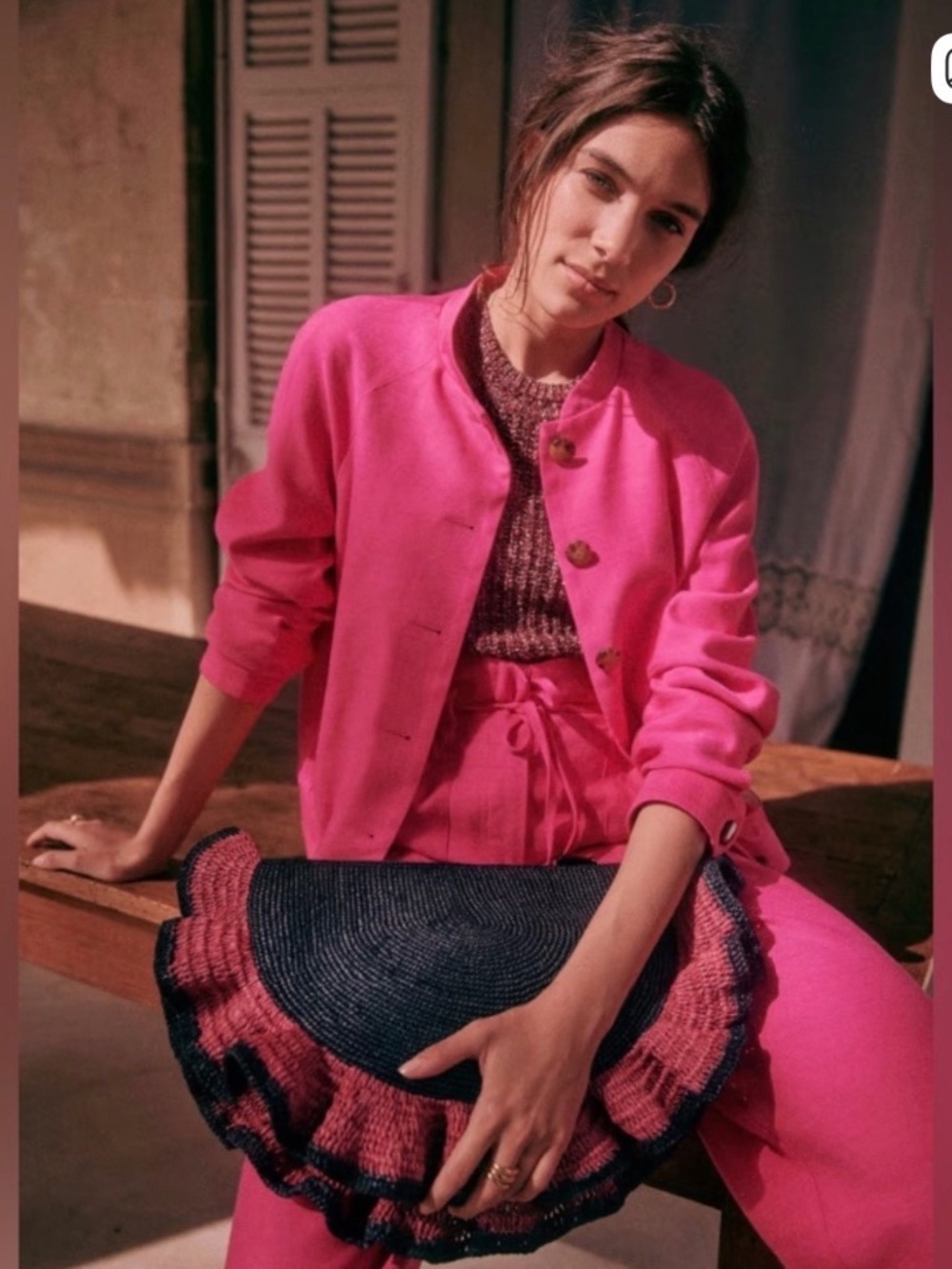 Sezane Marc Jacket in Hot Pink Size 38 NWOT